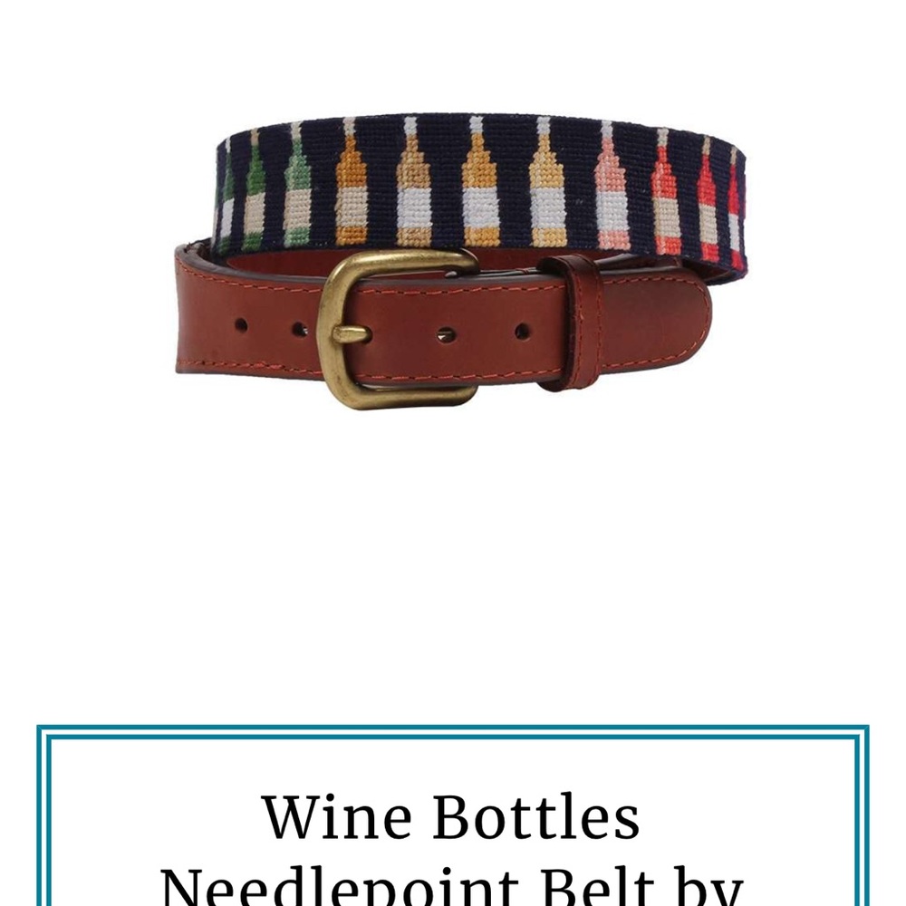 Wine Bottle Pattern Belt NWT Smathers Branson sz 36 Needlepoint Is Popular